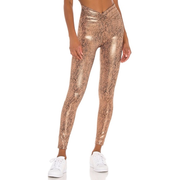 Beach Riot Pants - NWT Beach Riot Sport Twist Shine Legging in Rose Gold Snake L